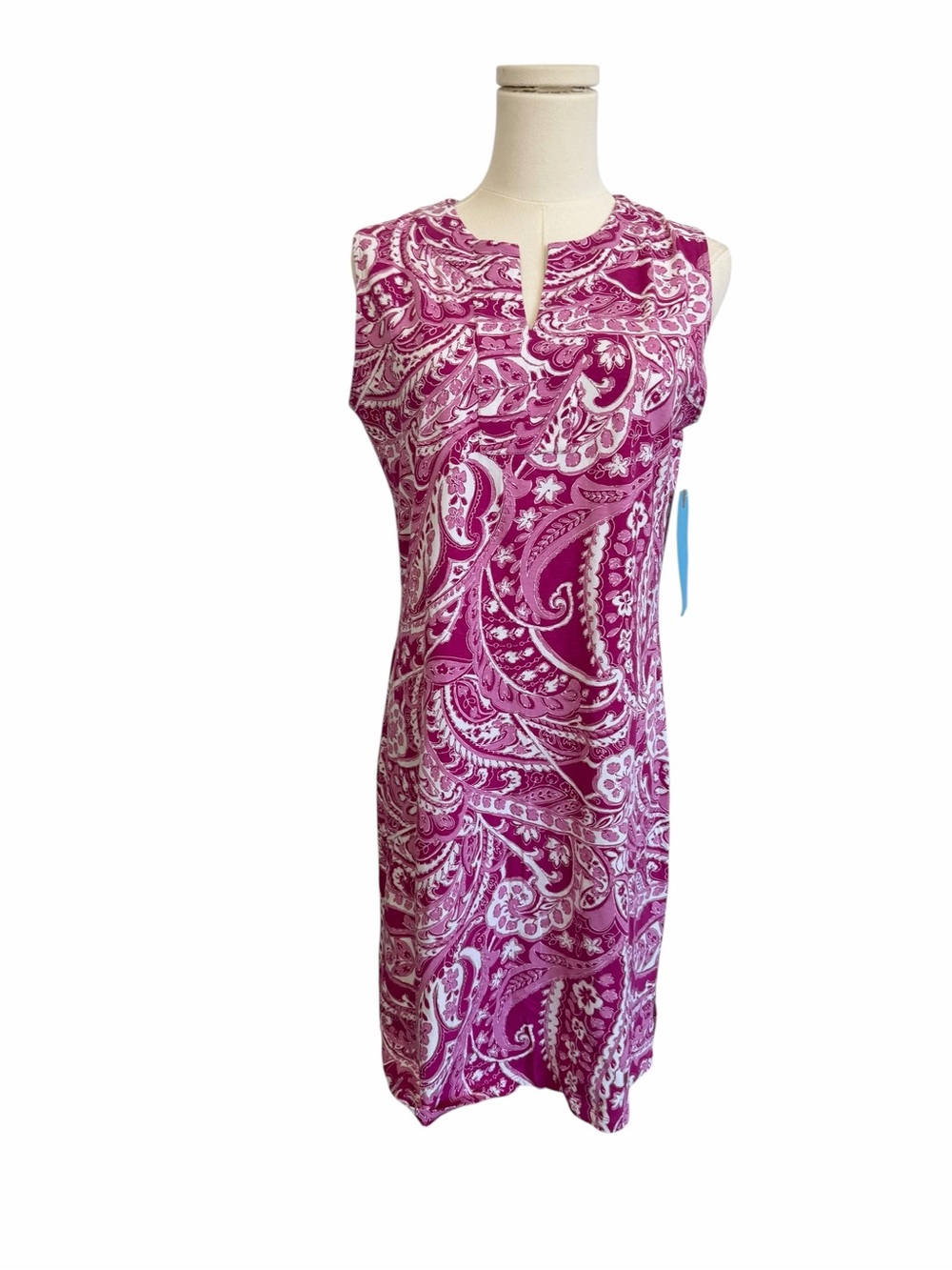 Coolibar Oceanside Paisley Print Pink Tank Dress, SPF 50 Size Small Travel